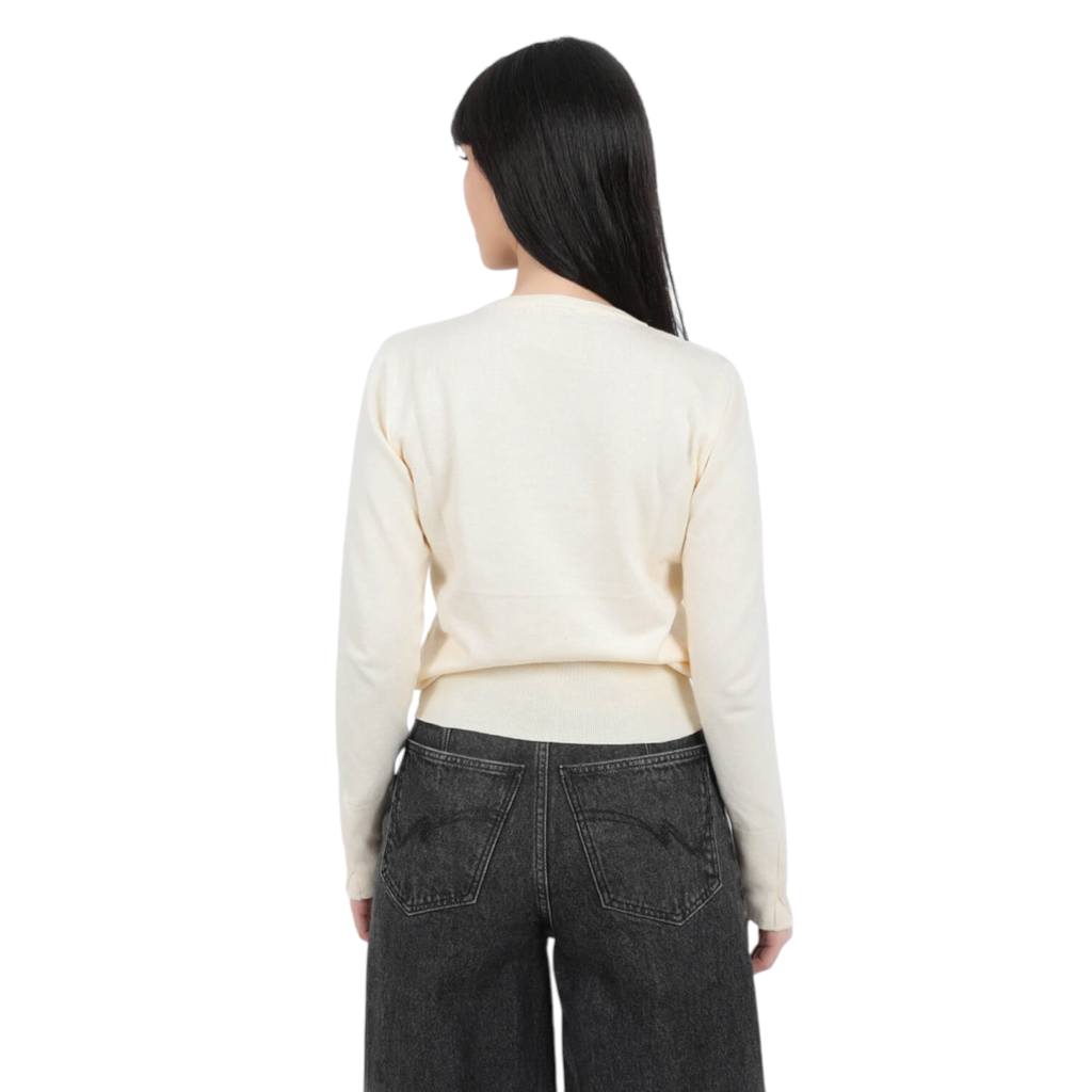 Pull femme avec détail broderie en maille fine