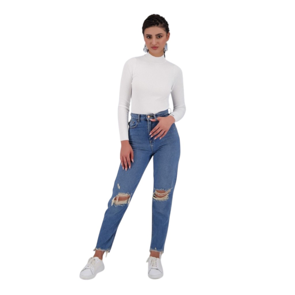 Body femme col cheminé en maille fine