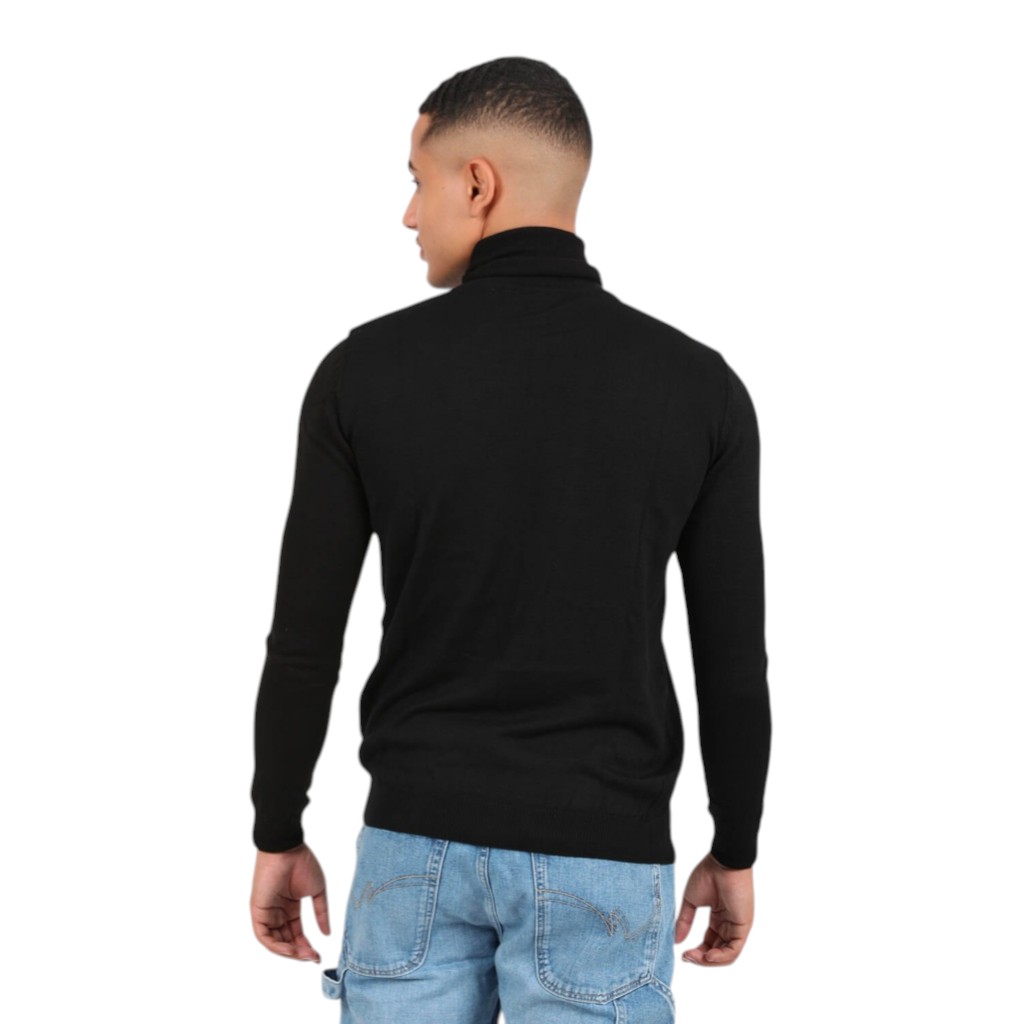 Pull homme col roulé en maille fine