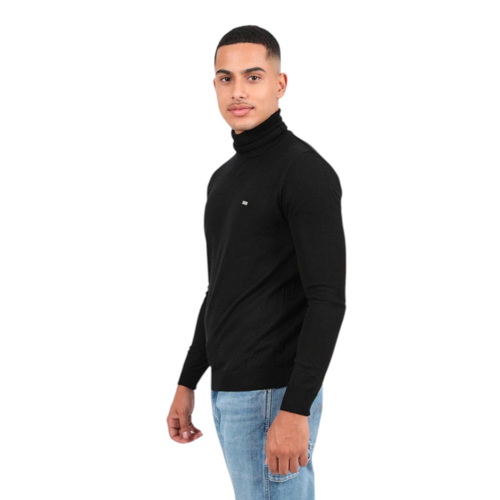 Pull homme col roulé en maille fine