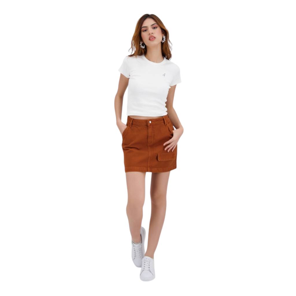 T-shirt côtelé sur taille femme manches courtes
