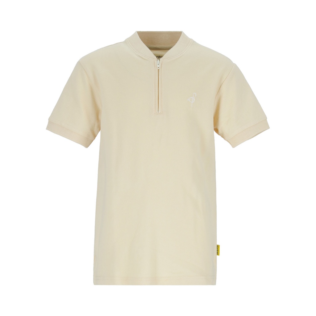 Polo zippé garçon manches courtes col mao avec broderie