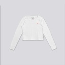 T-shirt crop fille manches longues avec broderie