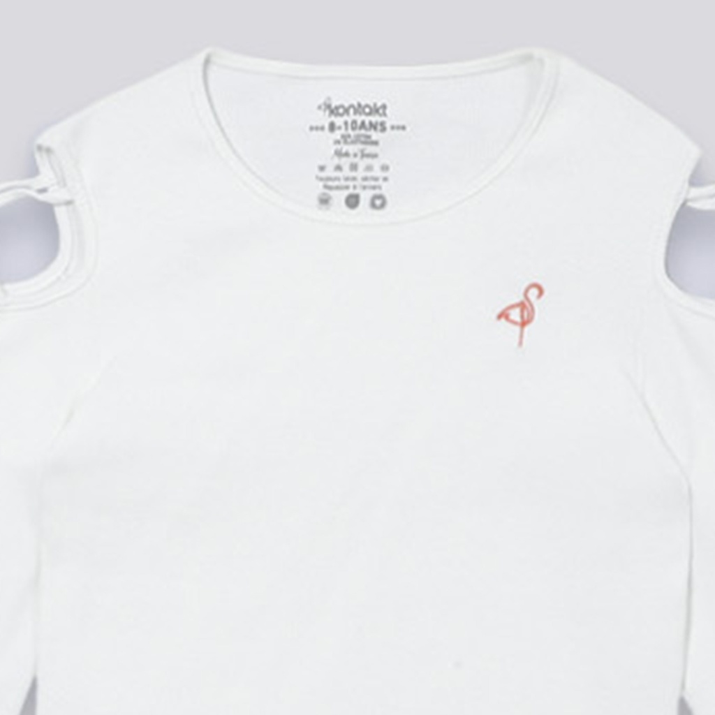 T-shirt côtelé fille avec épaules dénudées