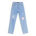 Mid-waist straight jeans femme avec patch et repair work - MADIHA