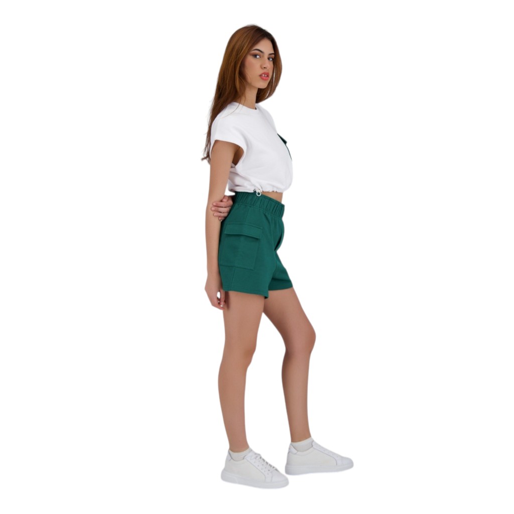 Sweat crop femme sans manches avec poche contrasté et cord stopper