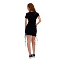 Robe côtelé femme manches courtes avec cordon de serrage