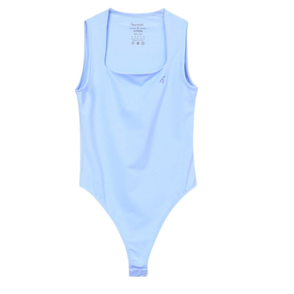 Body femme col carré sans manches avec broderie