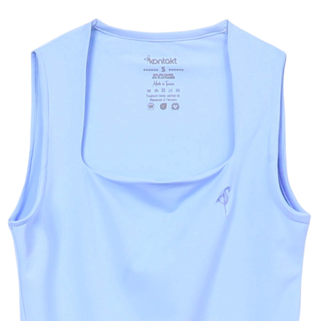 Body femme col carré sans manches avec broderie