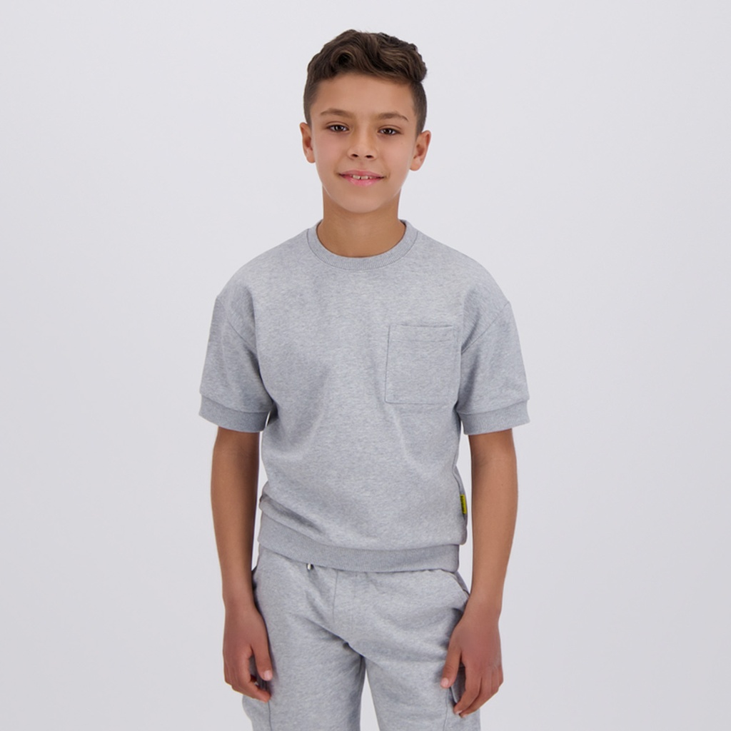 Sweat garçon manches courtes avec poche plaquée