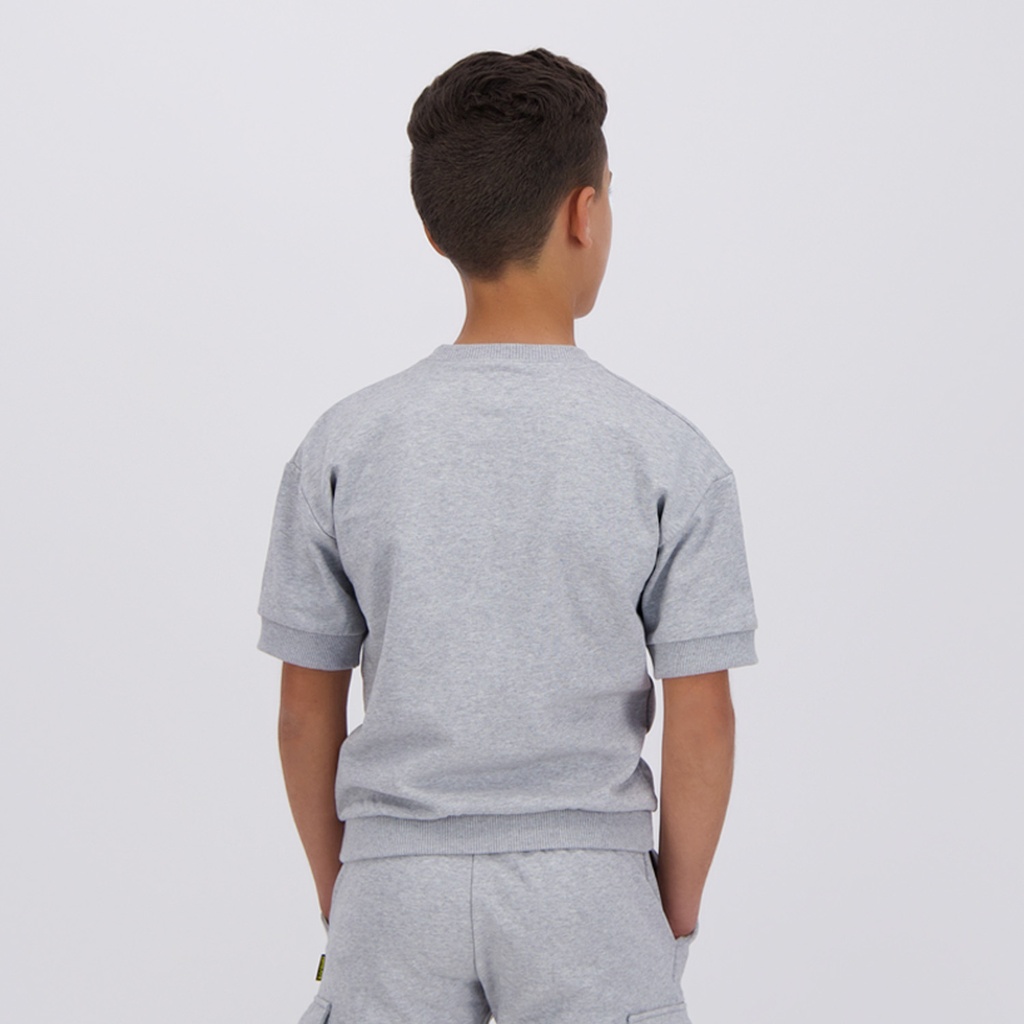 Sweat garçon manches courtes avec poche plaquée