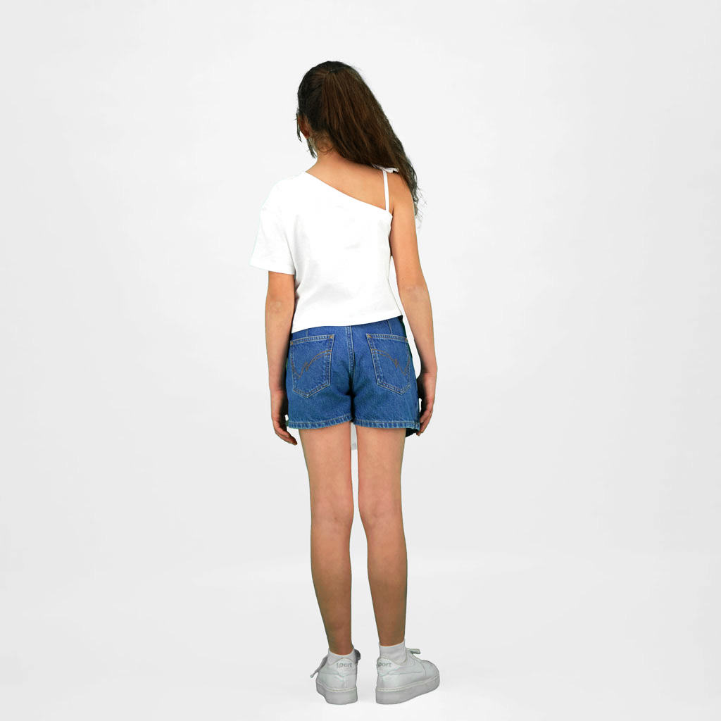 T-shirt fille manche dénudée avec broderie