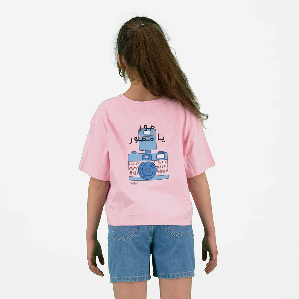 T-shirt sur taille fille manches courtes صور يا مصور