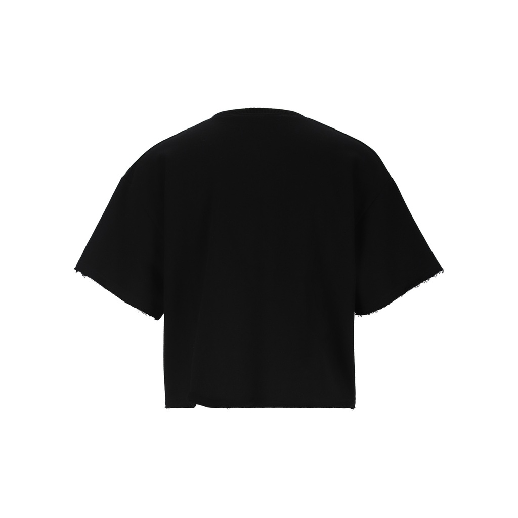 Sweat cropped femme manches courtes avec broderie