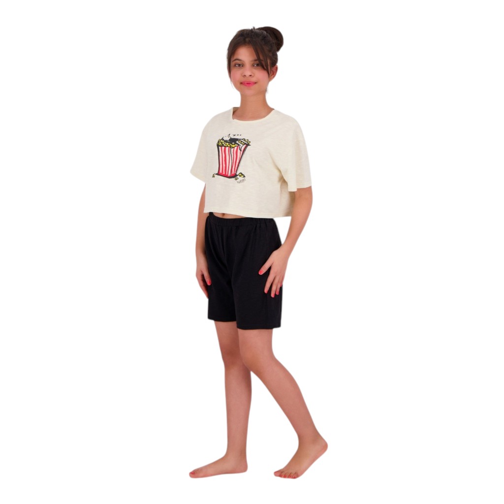 Pyjama fille t-shirt crop et short POP CORN