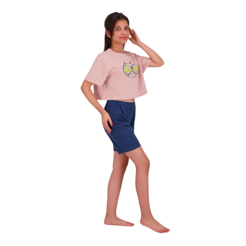 Pyjama fille t-shirt crop et short ميعاو