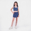 Top fille en jeans avec broderie papillon