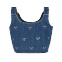 Top fille en jeans avec broderie papillon