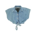 Chemise fille sans manches avec nœud en jeans