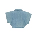 Chemise fille sans manches avec nœud en jeans