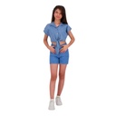 Chemise fille sans manches avec nœud en jeans