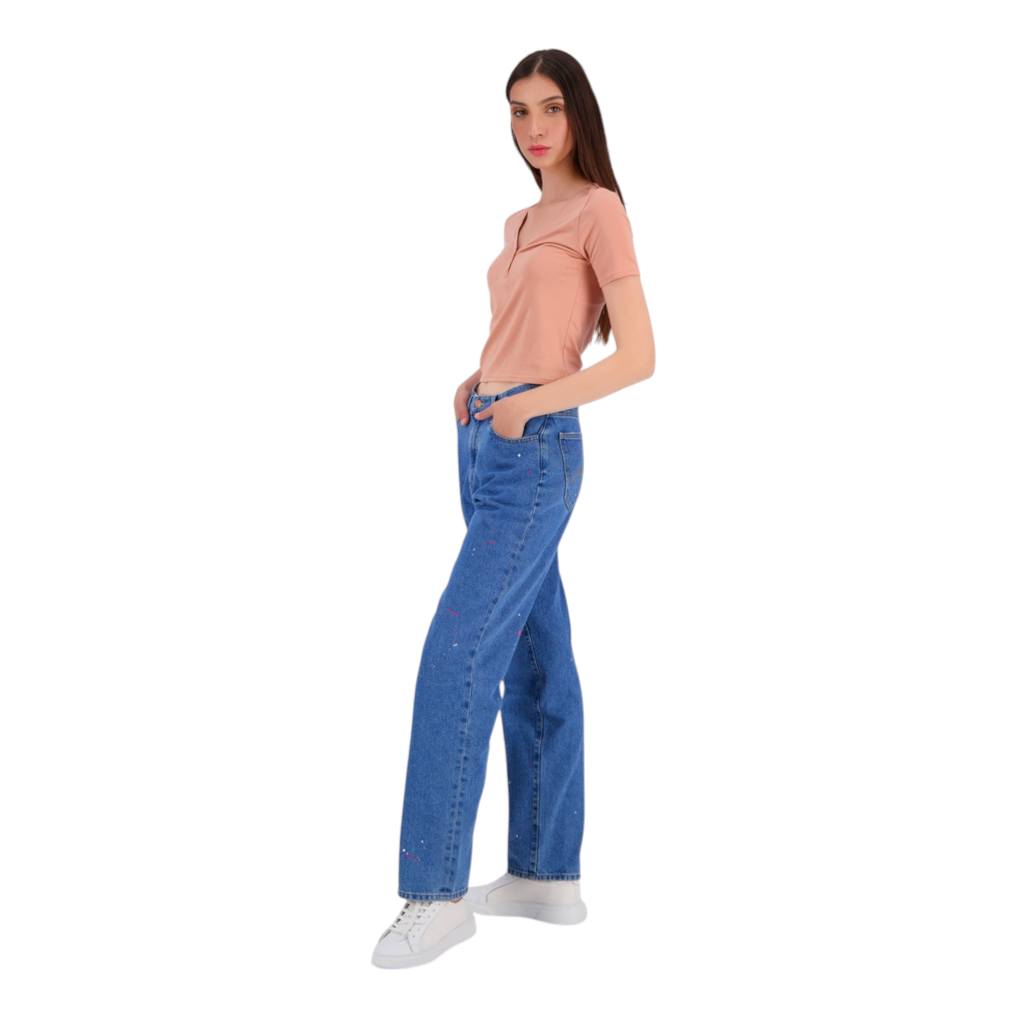 T-shirt femme manches courtes col tunisien