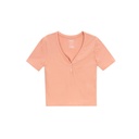 T-shirt femme manches courtes col tunisien
