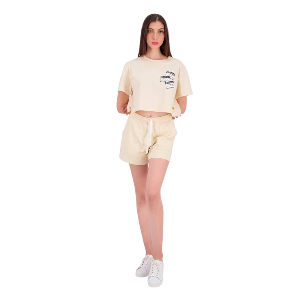 T-shirt crop femme manches courtes WARNING