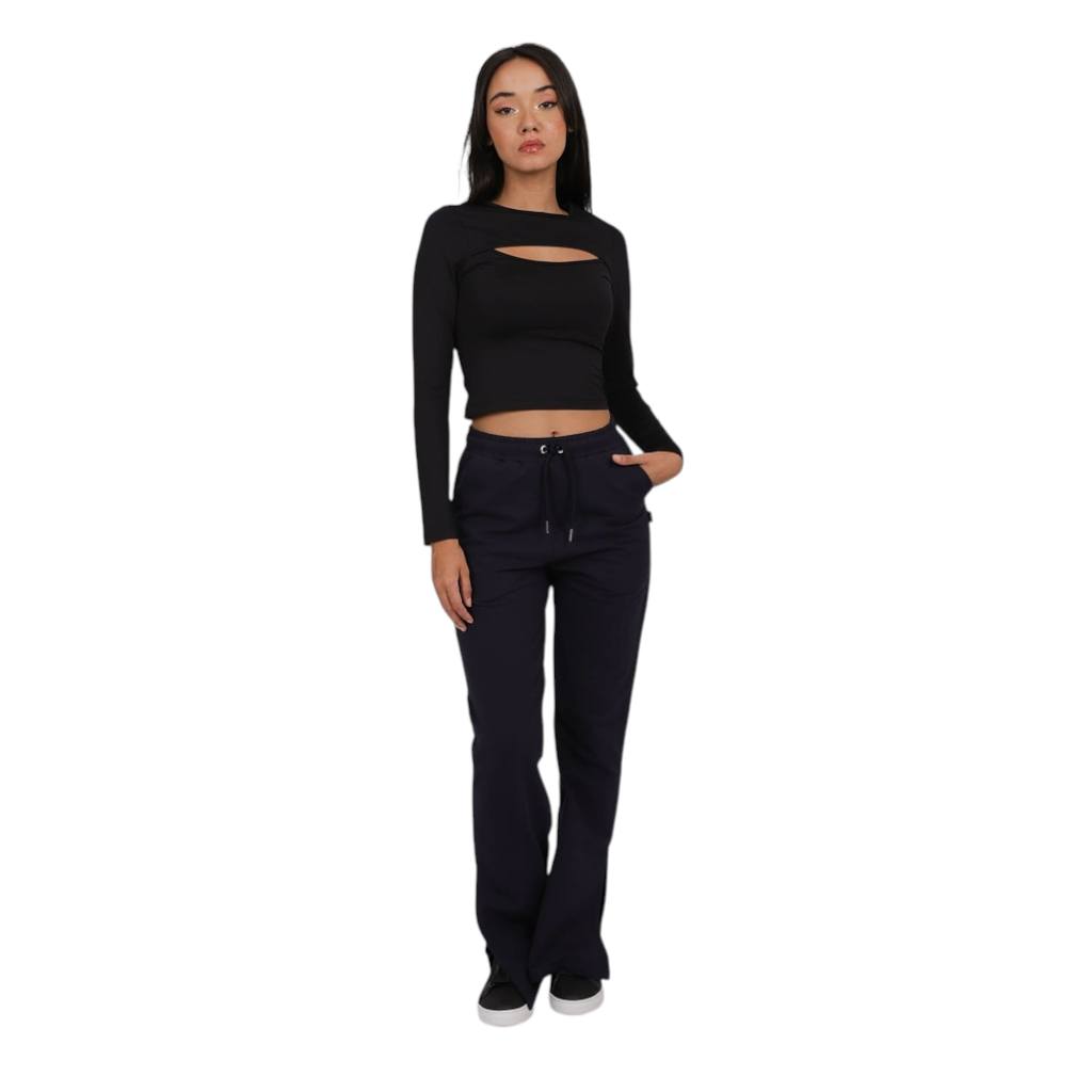 T-shirt femme manches longues avec ouverture poitrine