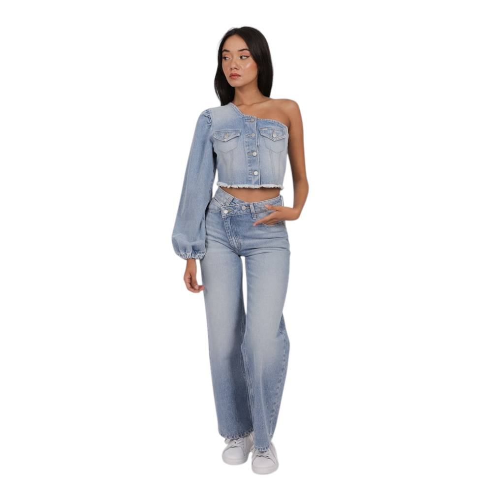 Top femme asymétrique en jeans - TAHIYA