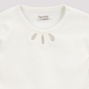 T-shirt côtelé fille manches longues avec cut out fleur
