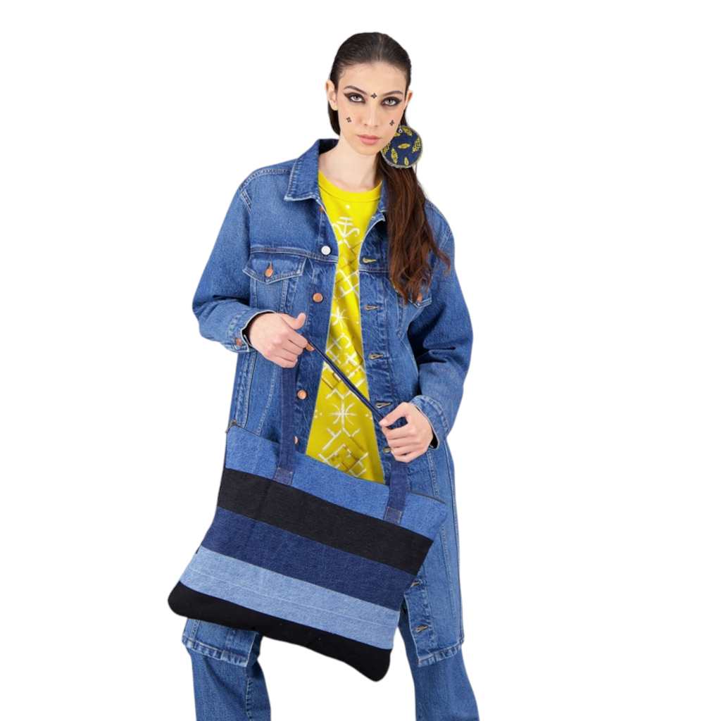 Coussin &Tote bag format 49/39 en jeans Modular TNFW