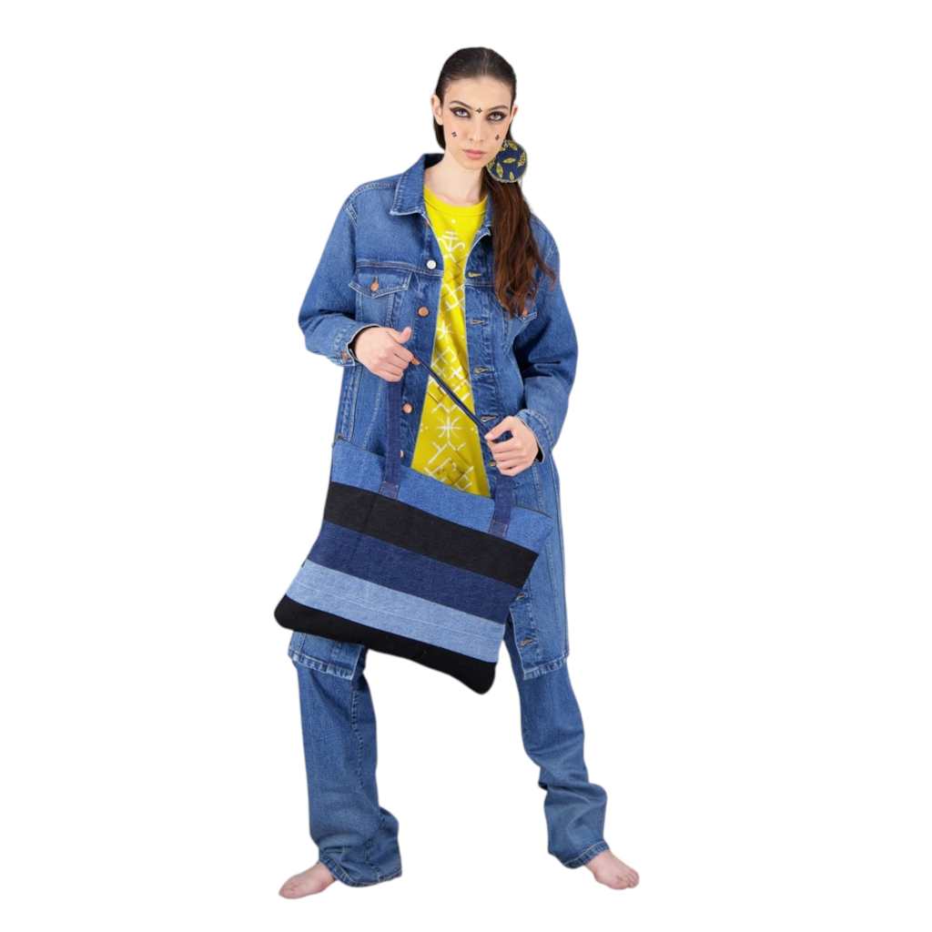 Coussin &Tote bag format 49/39 en jeans Modular TNFW