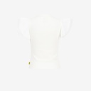 T-shirt côtelé femme manches à volant en chaine et trame