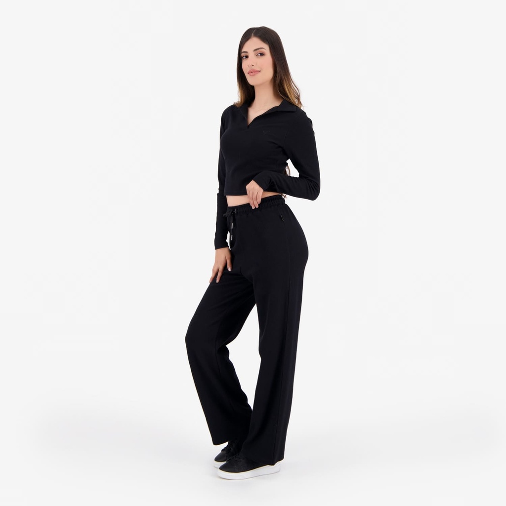 Polo côtelé femme manches longues