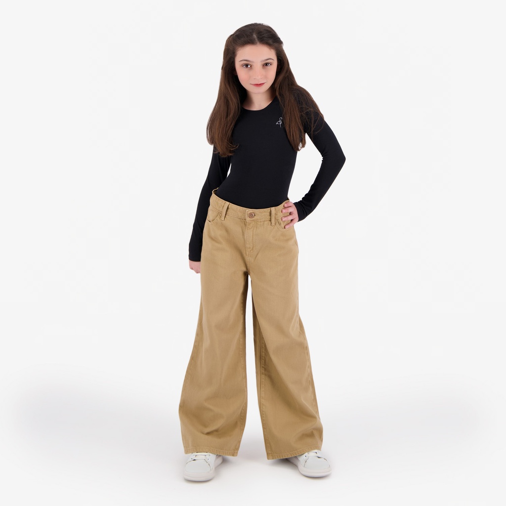 Wide leg fille en jeans