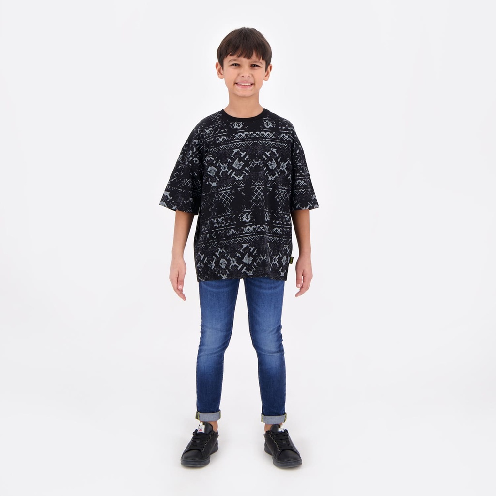 T-shirt oversized unisexe enfant manches courtes imprimé all over