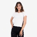 T-shirt femme manches courtes avec  noeuds sur le cotés