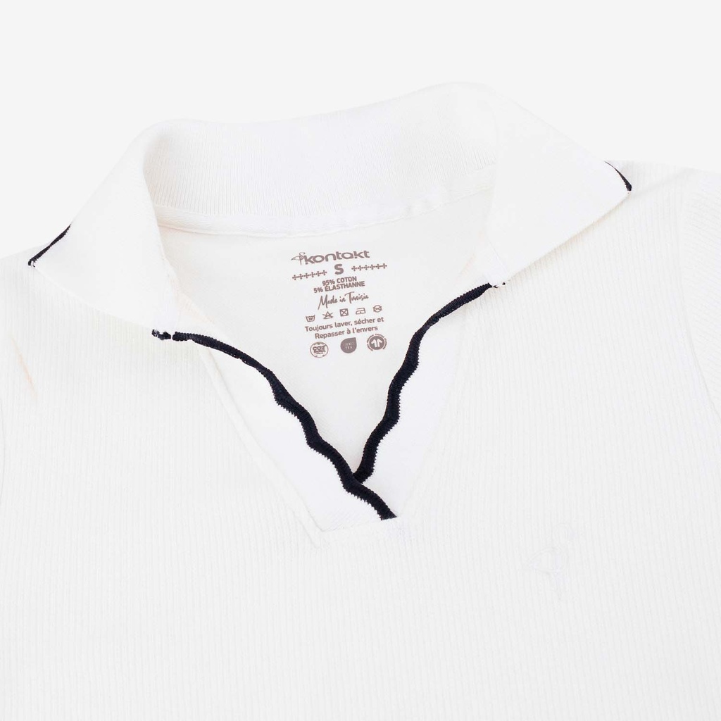 Polo côtelé femme manches courtes