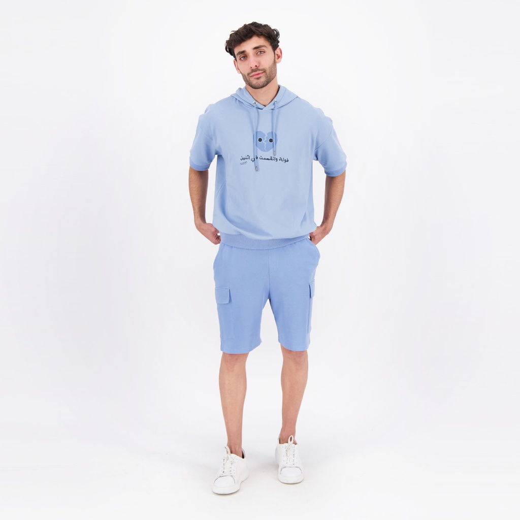 Hoodie homme manches courtes فولة و تقسمت في اثنين