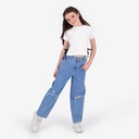 T-shirt fille manches courtes avec  noeuds sur le cotés