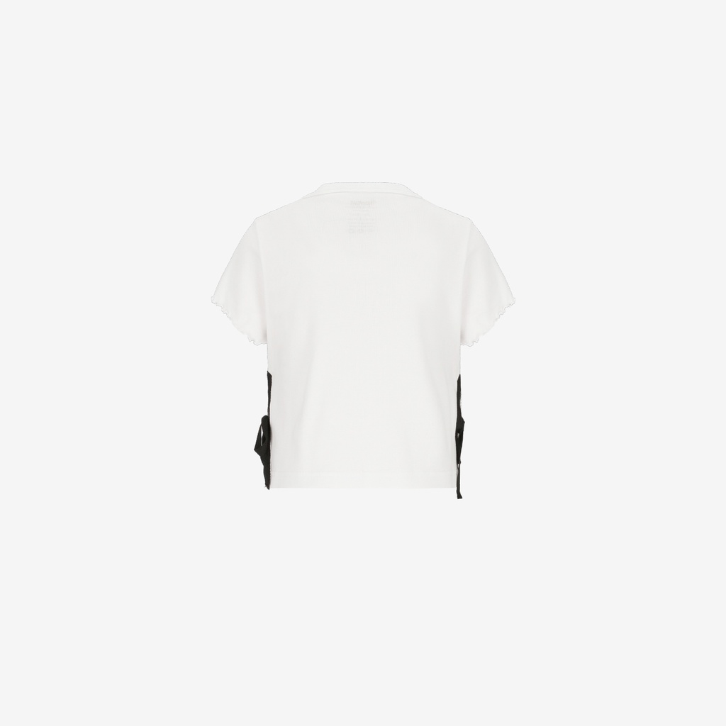 T-shirt fille manches courtes avec nœuds sur le cotés