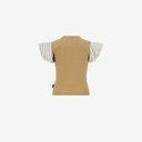T-shirt côtelé fille manches à volant en chaine et trame