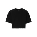 Sweat sur taille fille manches courtes  avec galant contrasté