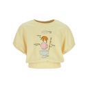 Sweat crop fille manches courtes avec détail elastique