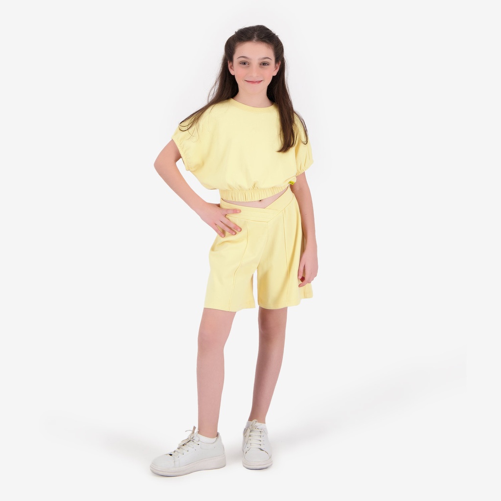Short fille avec bande à la taille croisée