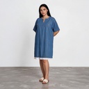 Jebba courte femme en jeans avec broderie anglaise -THURAYA