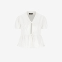 Blouse femme manches bouffantes avec noeuds sur le devant-TASNIM