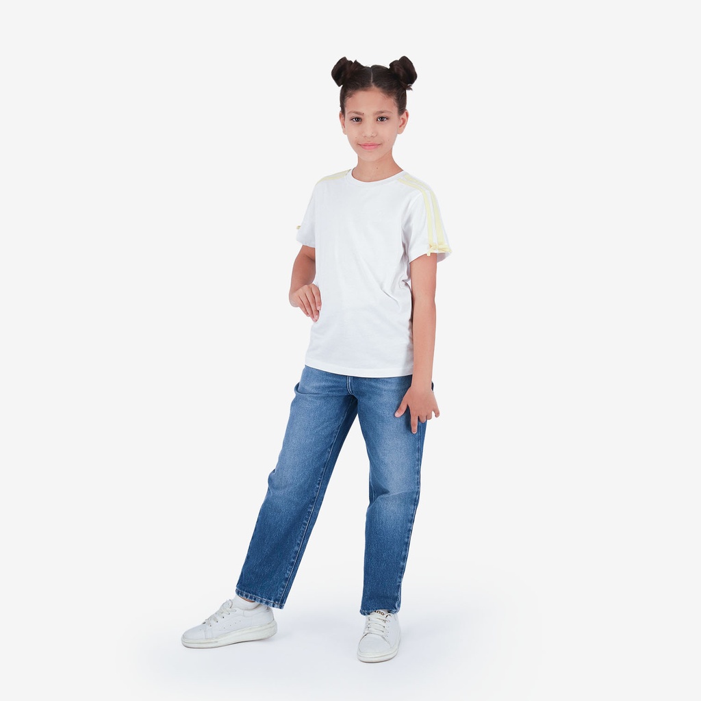 T-shirt fille manches à rayures avec nœuds