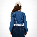 Blouse fille boutonnée avec volant et broderie anglaise